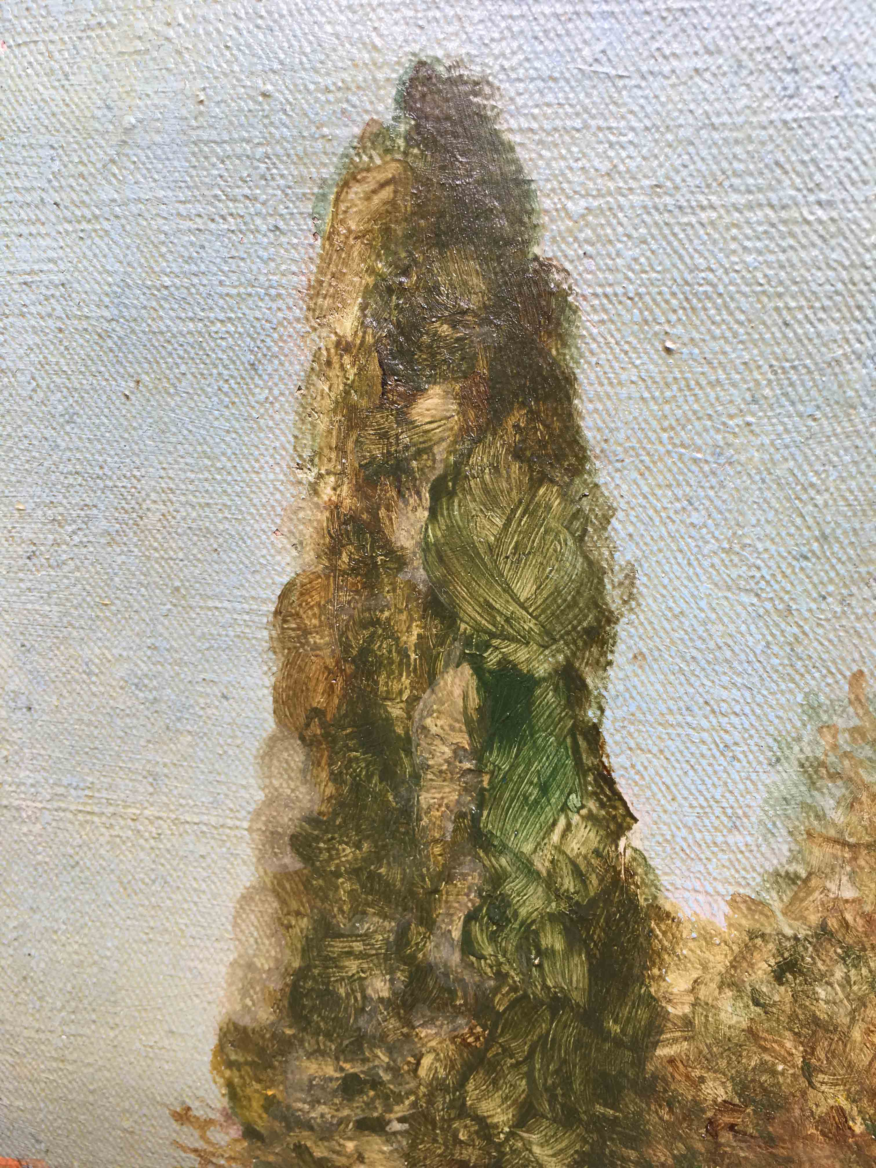 Painting Animated Mediterranean landscape at the monastery 1879 signed F.D.