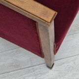 1950s, Danish armchair, original condition, furniture velour, beech wood.