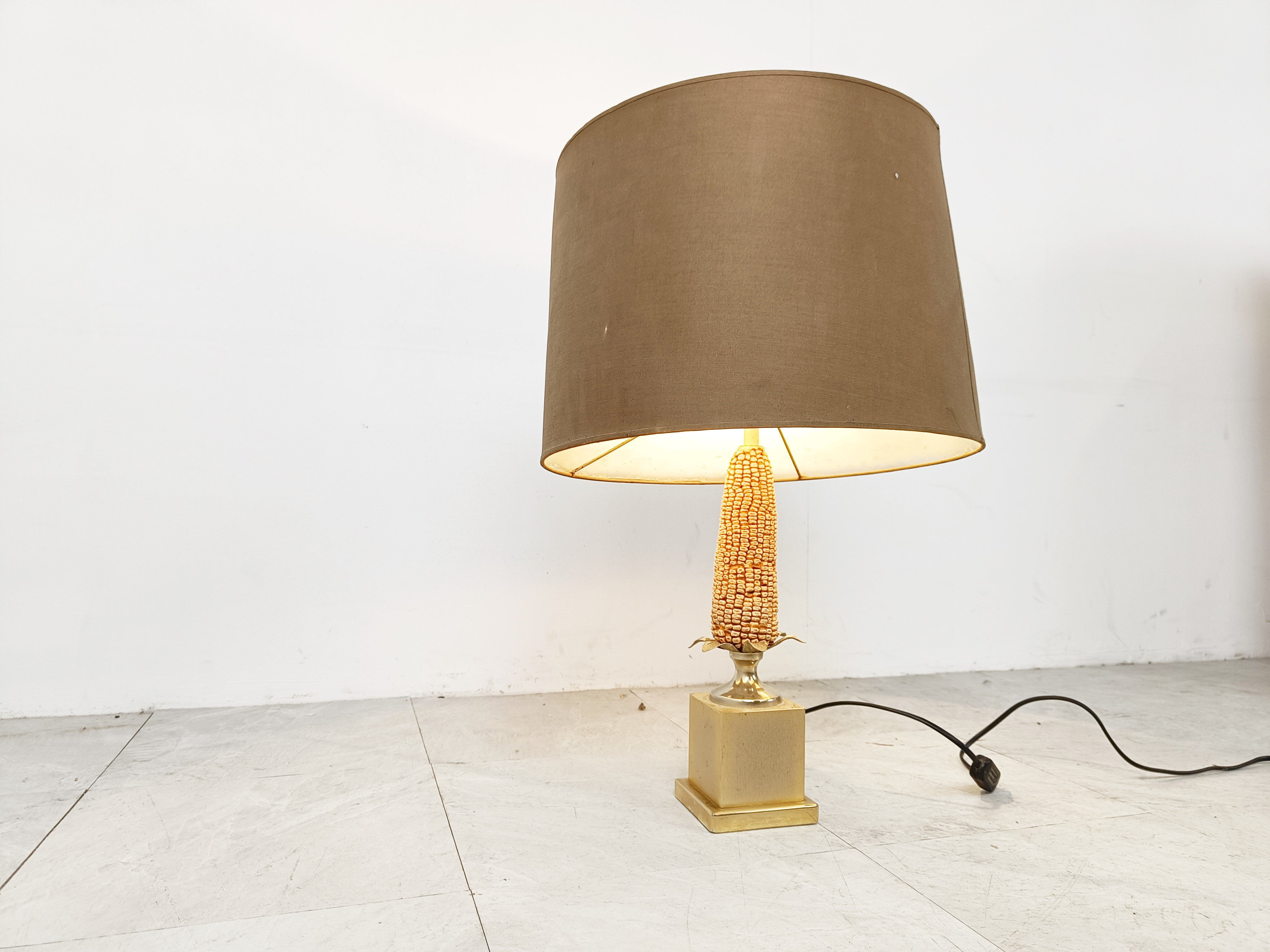 Vintage French corn table lamp, 1970s