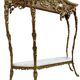 Console and mirror set in brass, Louis XV Rococo style.