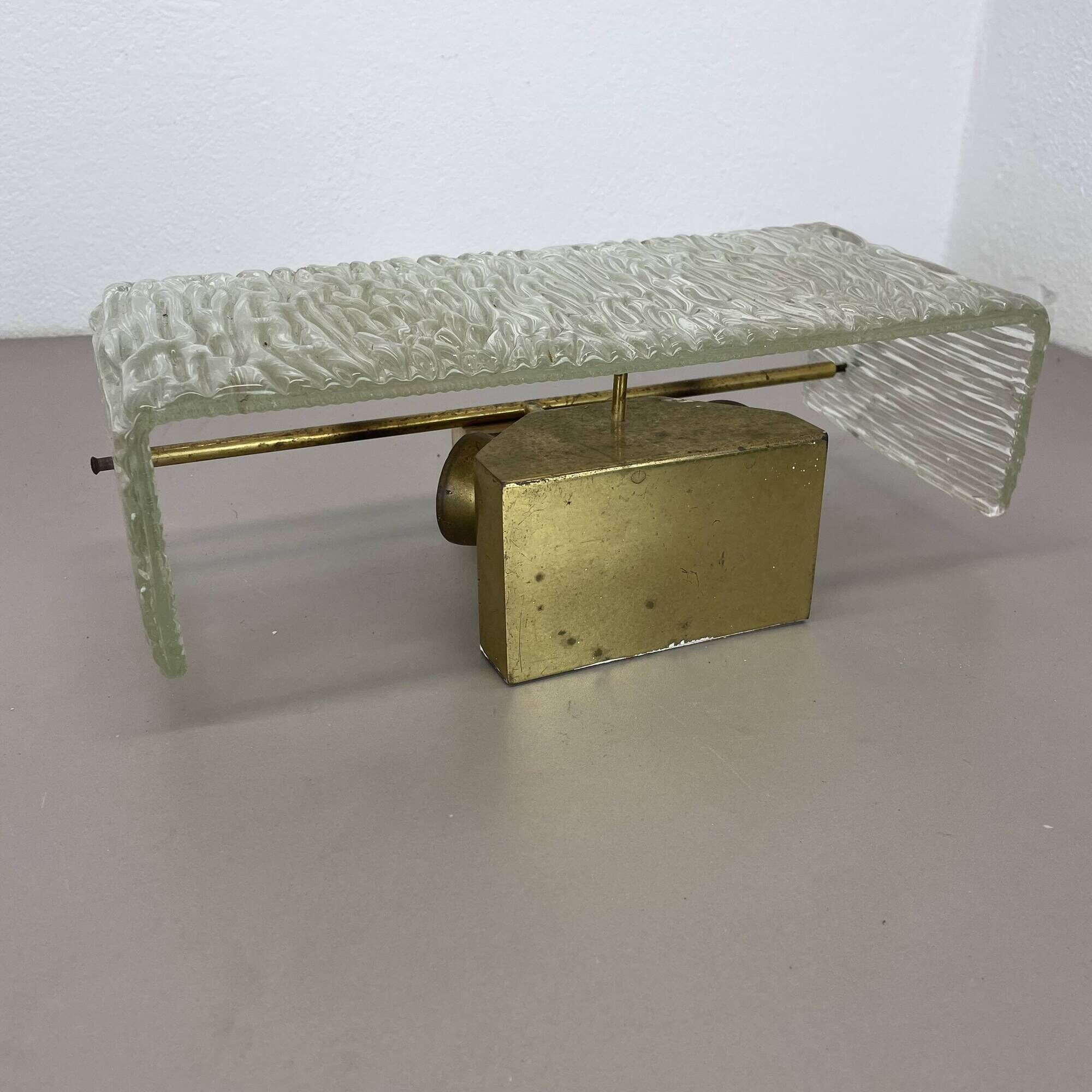 Large 35cm cubic Hollywood Regency Ice Glass Wall Light by J.T. Kalmar 1950