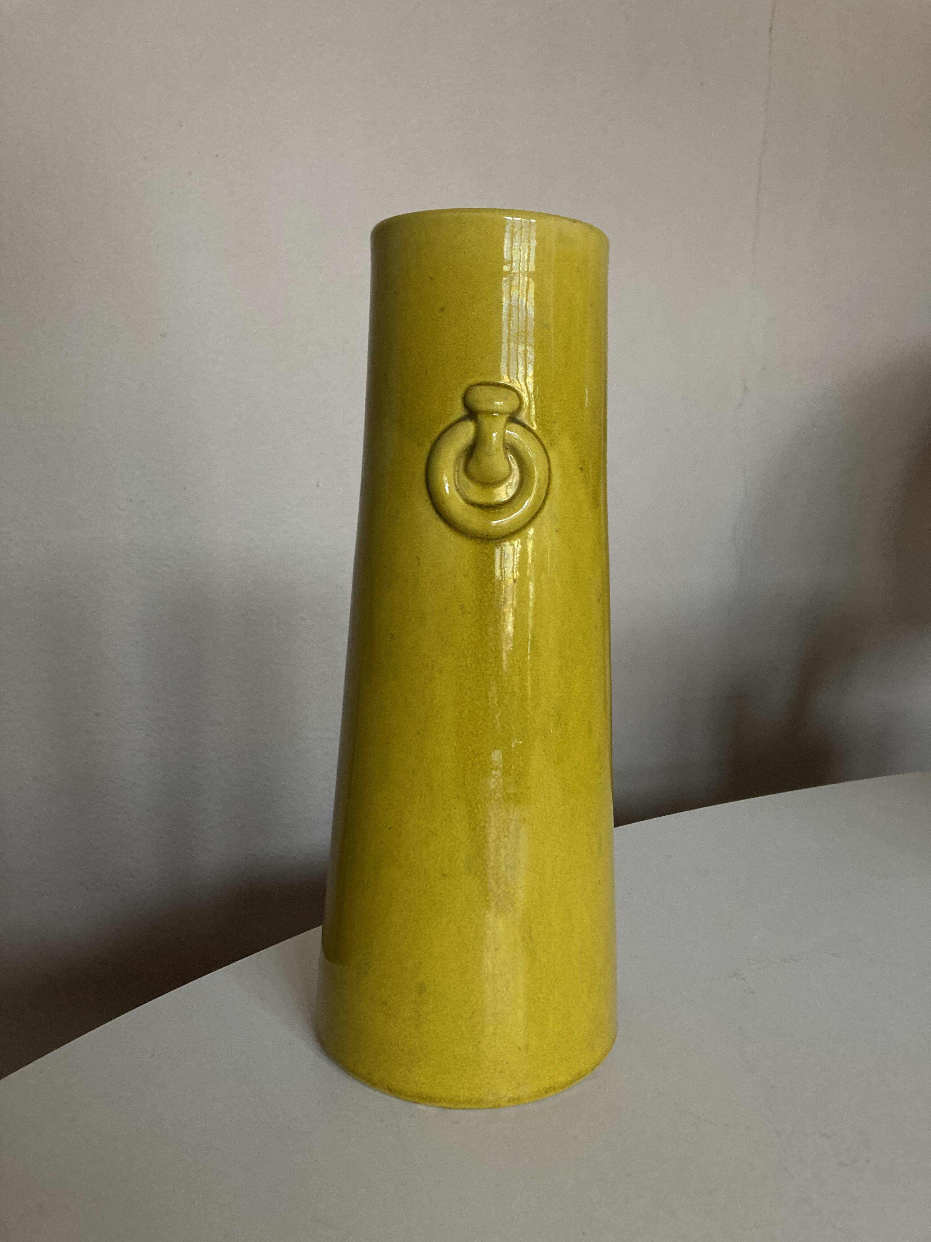 Scandinavian mimosa glazed earthenware vase neo classic mid century modern 1970