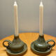 Pair of vintage glazed stoneware candle holders