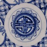 Plat de service bleu blanc ancien chinois