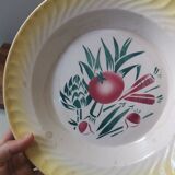 Grand plat service creux vintage motif légumes Sarreguemines Digoin France 9540