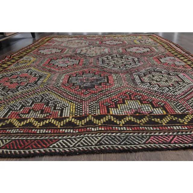 Vintage Turkish Oushak Handmade Wool Cotton Red Area Rug 170x272
