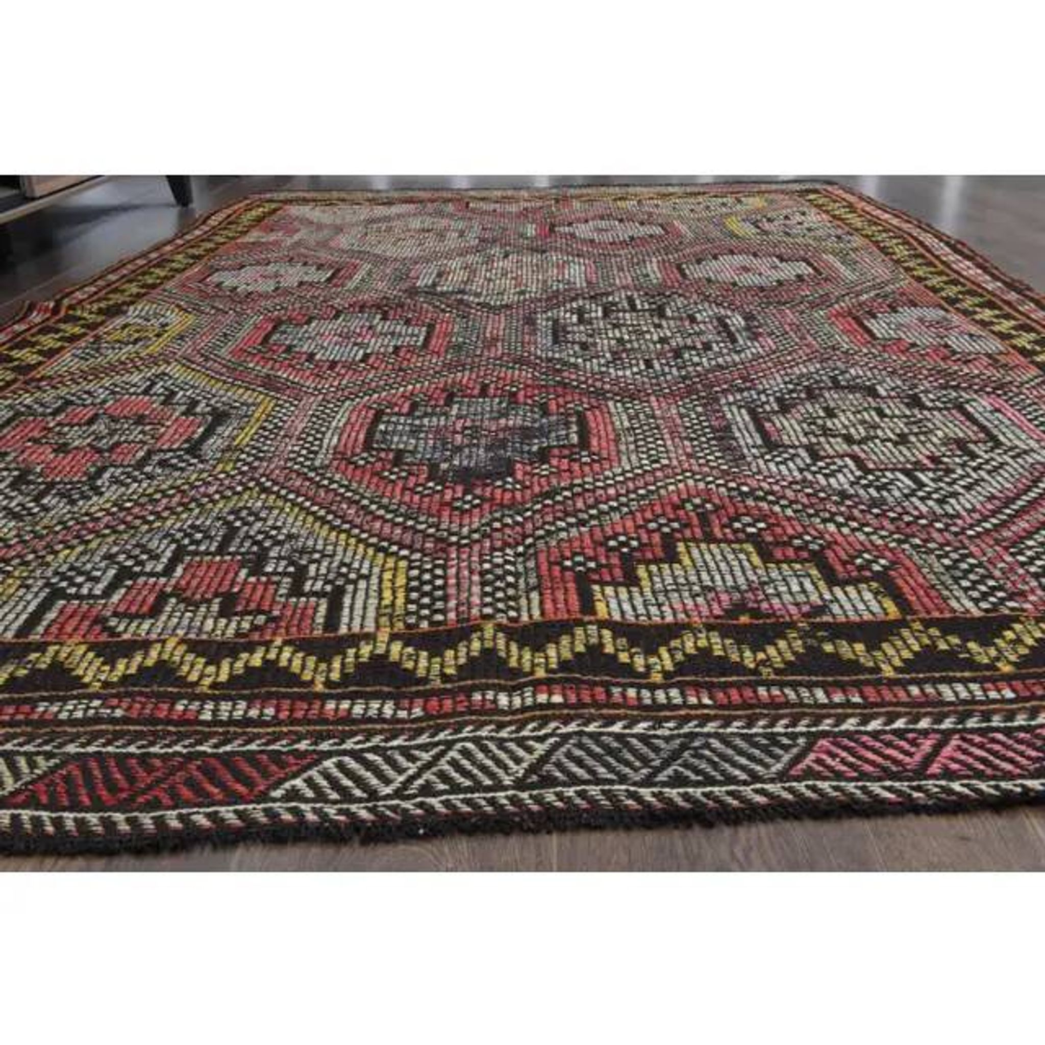 Vintage Turkish Oushak Handmade Wool Cotton Red Area Rug 170x272