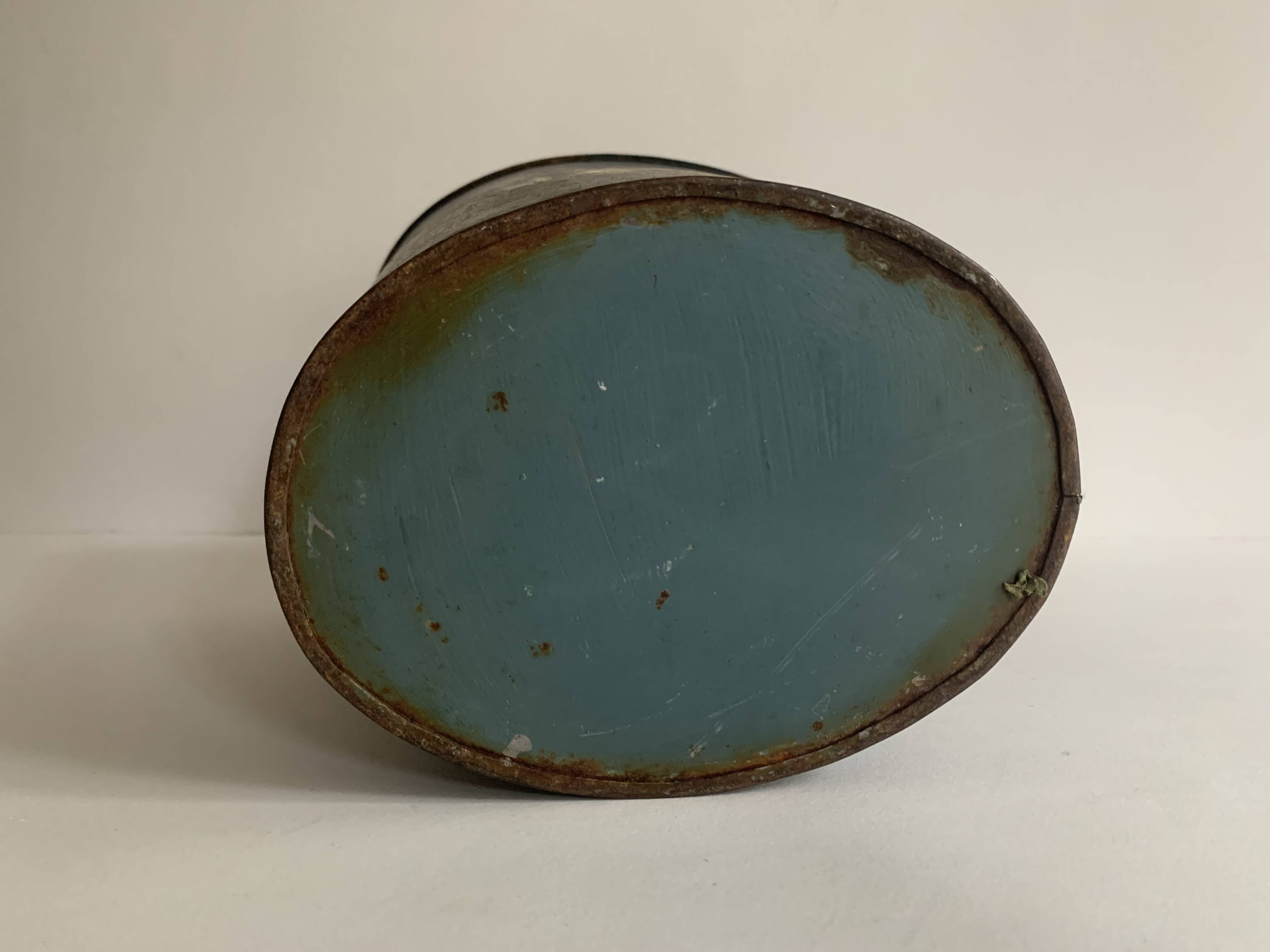 Napoleon III waste paper basket in black sheet metal and painted flowers, 19th century