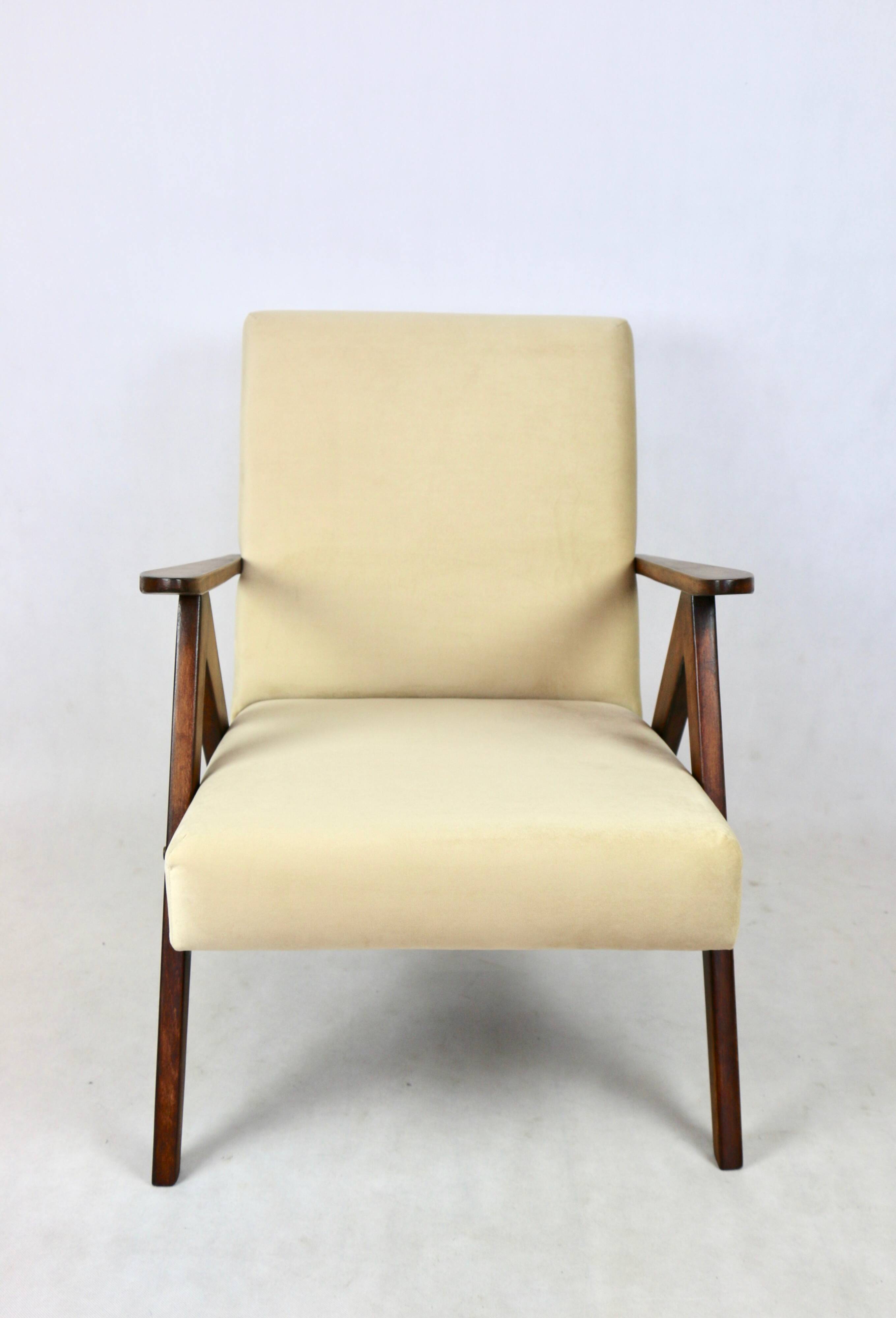 Vintage B-310 VAR armchair in light brown beige velvet - 2 pieces available