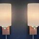 Pair of Scandinavian Wall Lights - Opaline Brass Wood - 50's 60's