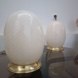 Pair of Eggs lamps, Murano glass, 1970s