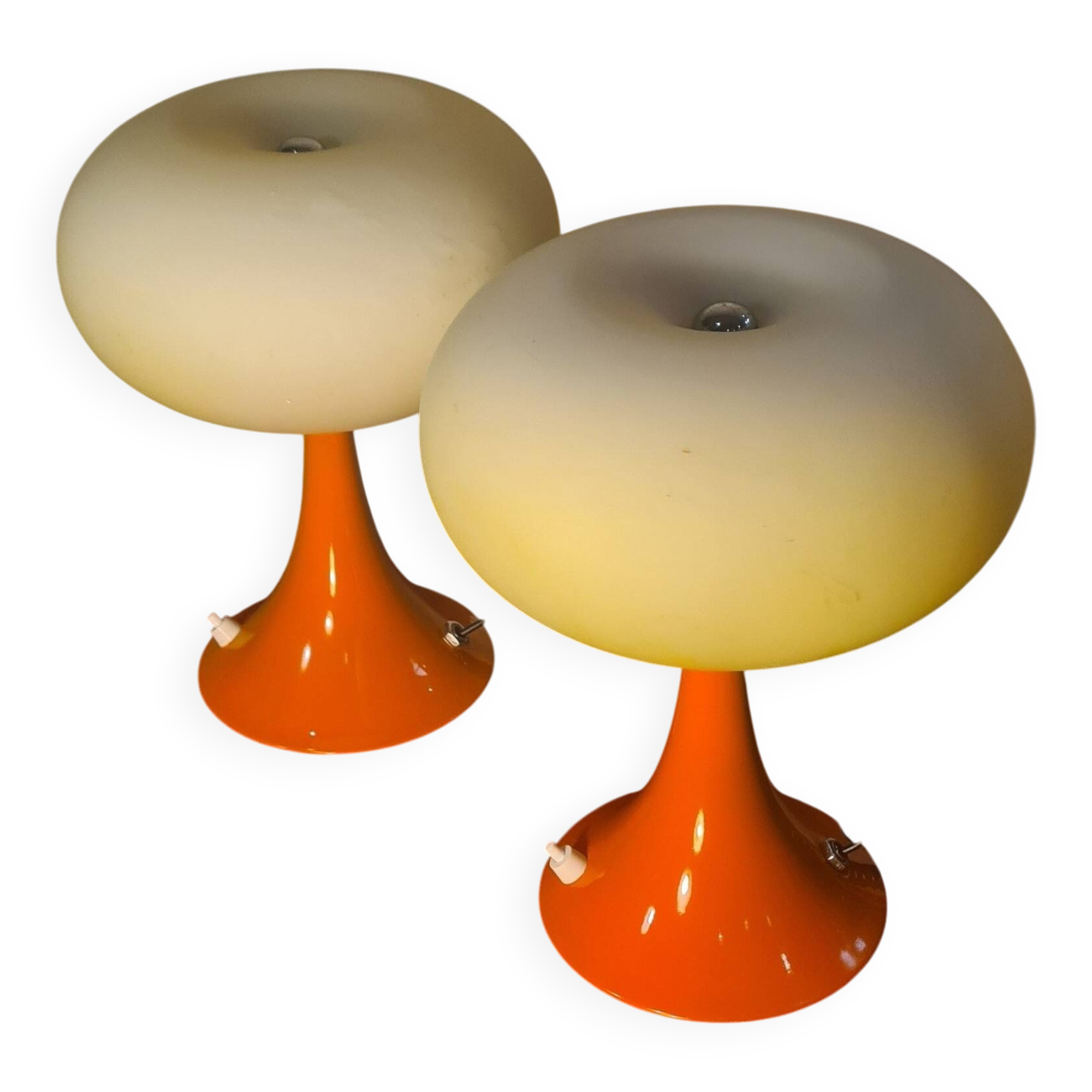 Pair of Prisma Mushroom Table Lamps 1975 to 80, Ufo A Space 30x22