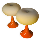 Pair of Prisma Mushroom Table Lamps 1975 to 80, Ufo A Space 30x22