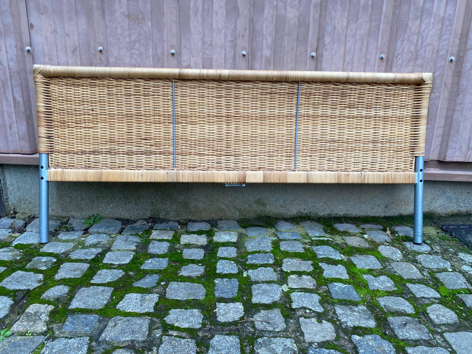 Scandinavian bed foot in bamboo, rattan, and wicker 1990 140cm