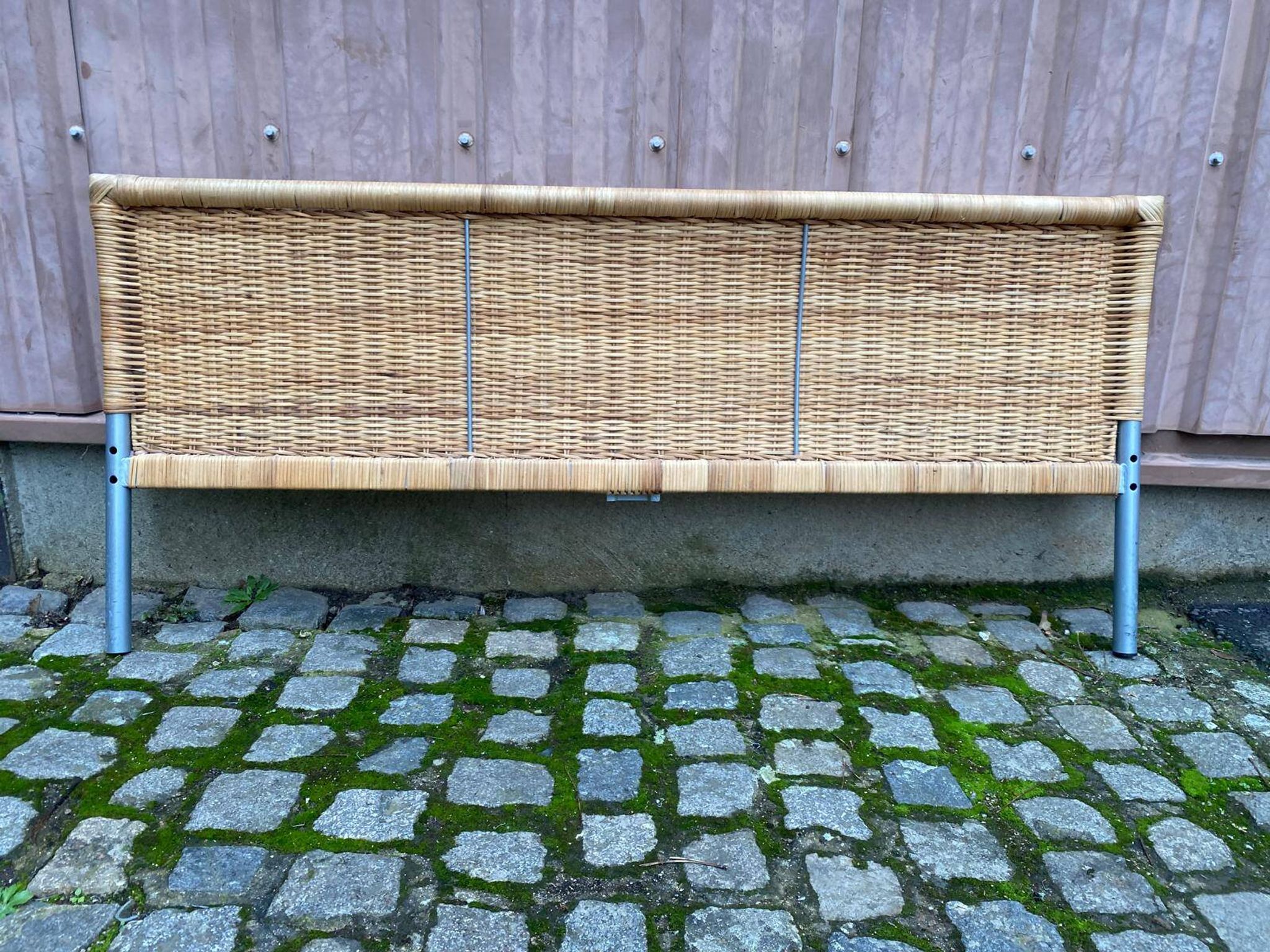 Scandinavian bed foot in bamboo, rattan, and wicker 1990 140cm