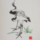 Mokuchu URUSHIBARA: Japanese print, The White Herons, Woodblock print