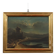 Old painting of a nocturnal landscape in oil on panel from the 19th century.