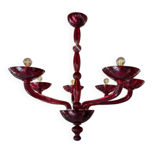 lustre Murano rouge 1970