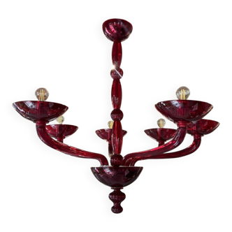 Lustre Murano rouge 1970