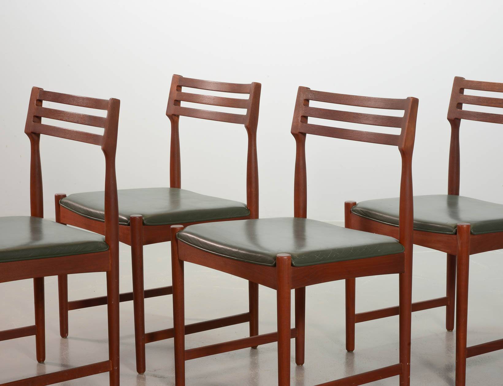 Bovenkamp Vintage Design Teak Wooden Dining Chairs with Leather Upholstery