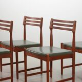 Bovenkamp Vintage Design Teak Wooden Dining Chairs with Leather Upholstery
