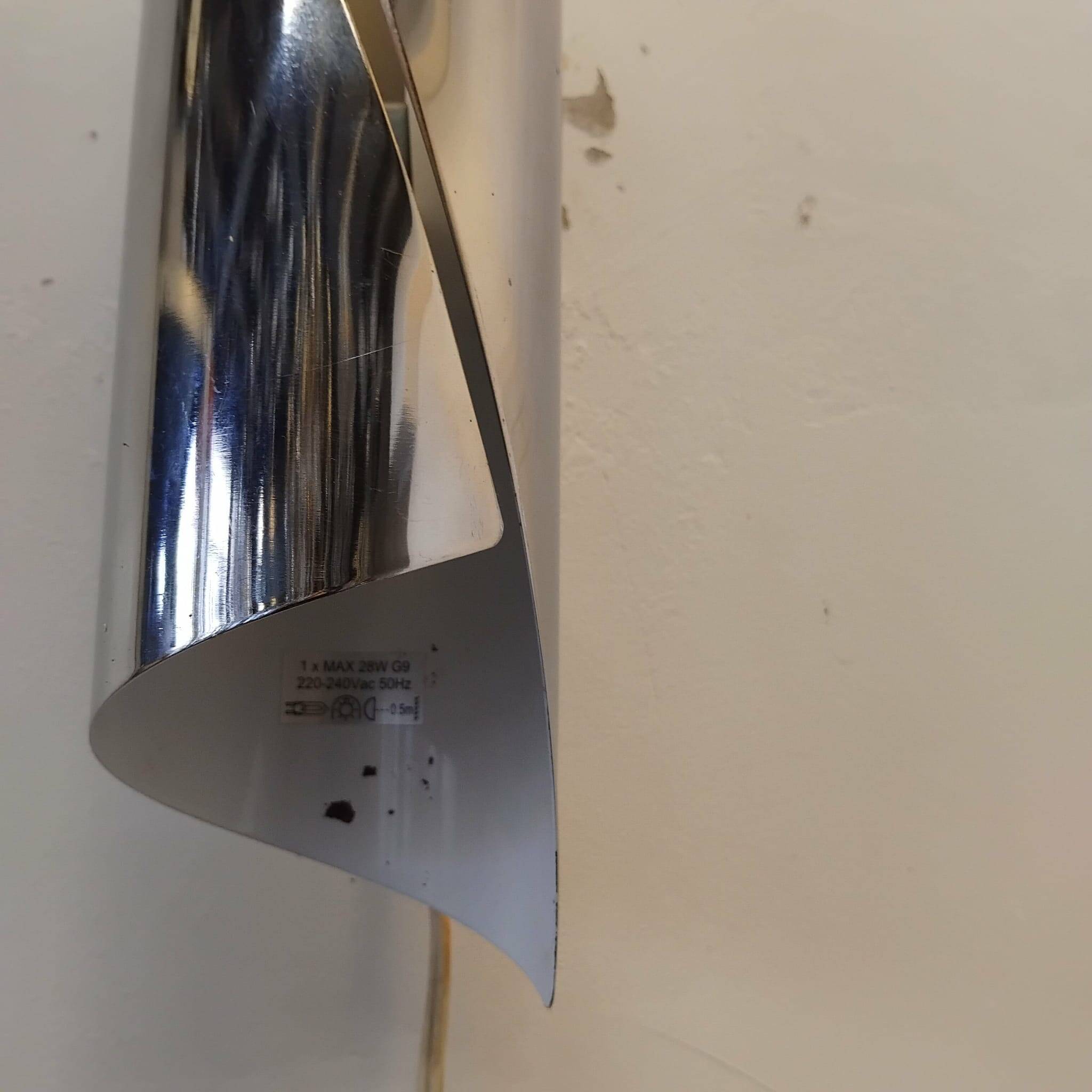 Pair of 70s/80s bidirectional chrome wall lights