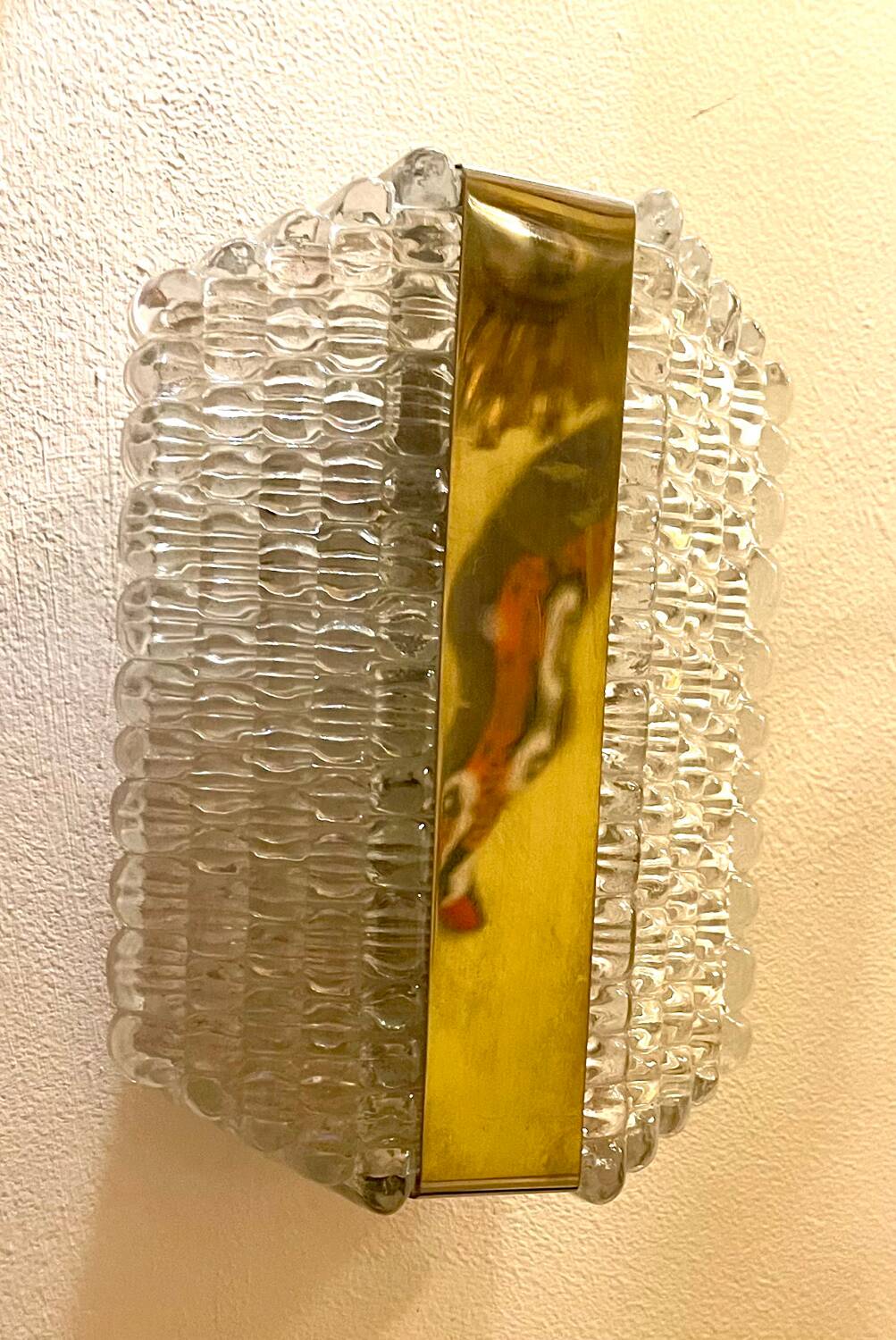 Kaiser Leuchten wall lamp ice glass 1970
