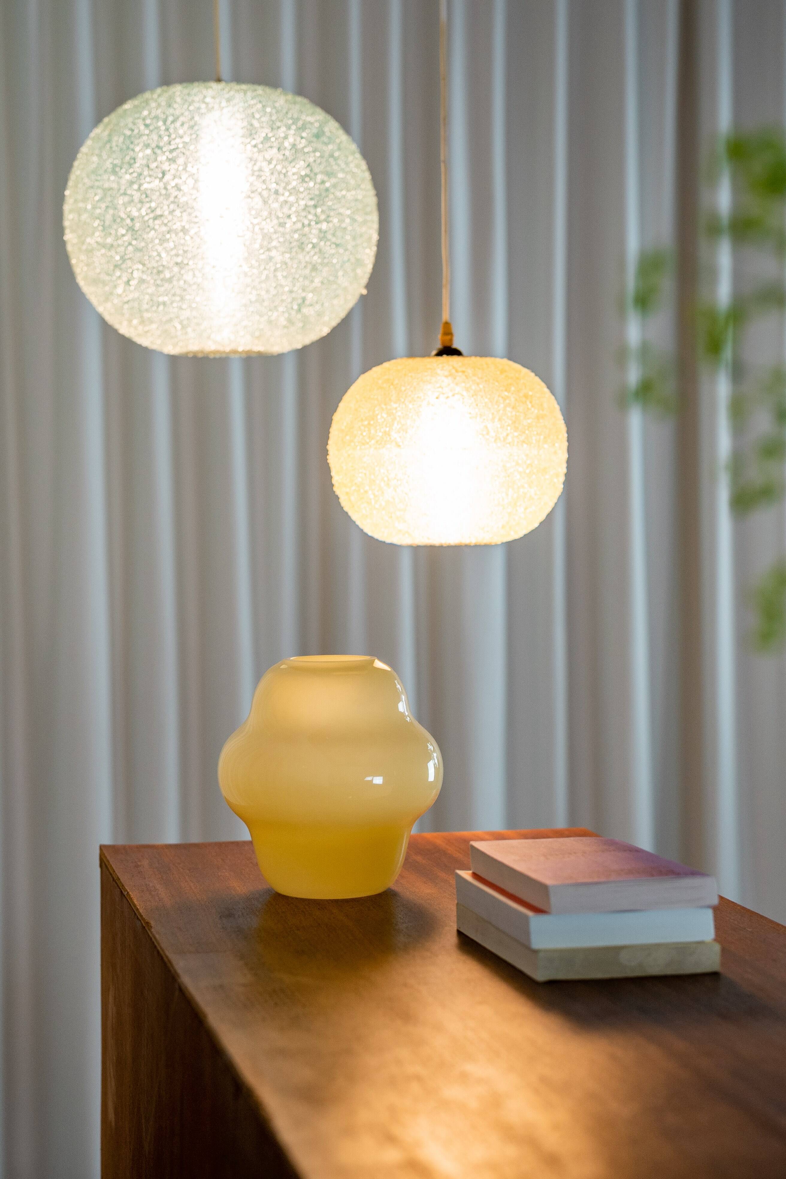 Set of two Sugarball Moon pendant lights by Rotaflex, Belgium, 1970