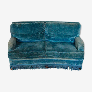 Blue velvet sofa, 20th century