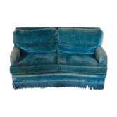 Blue velvet sofa, 20th century
