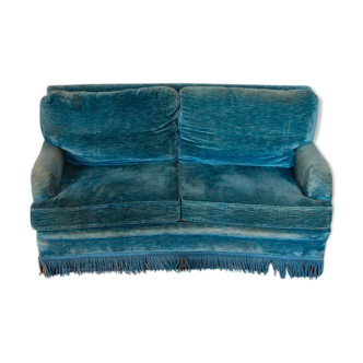 Blue velvet sofa, 20th century