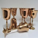Set of eight vintage solid brass walking glasses