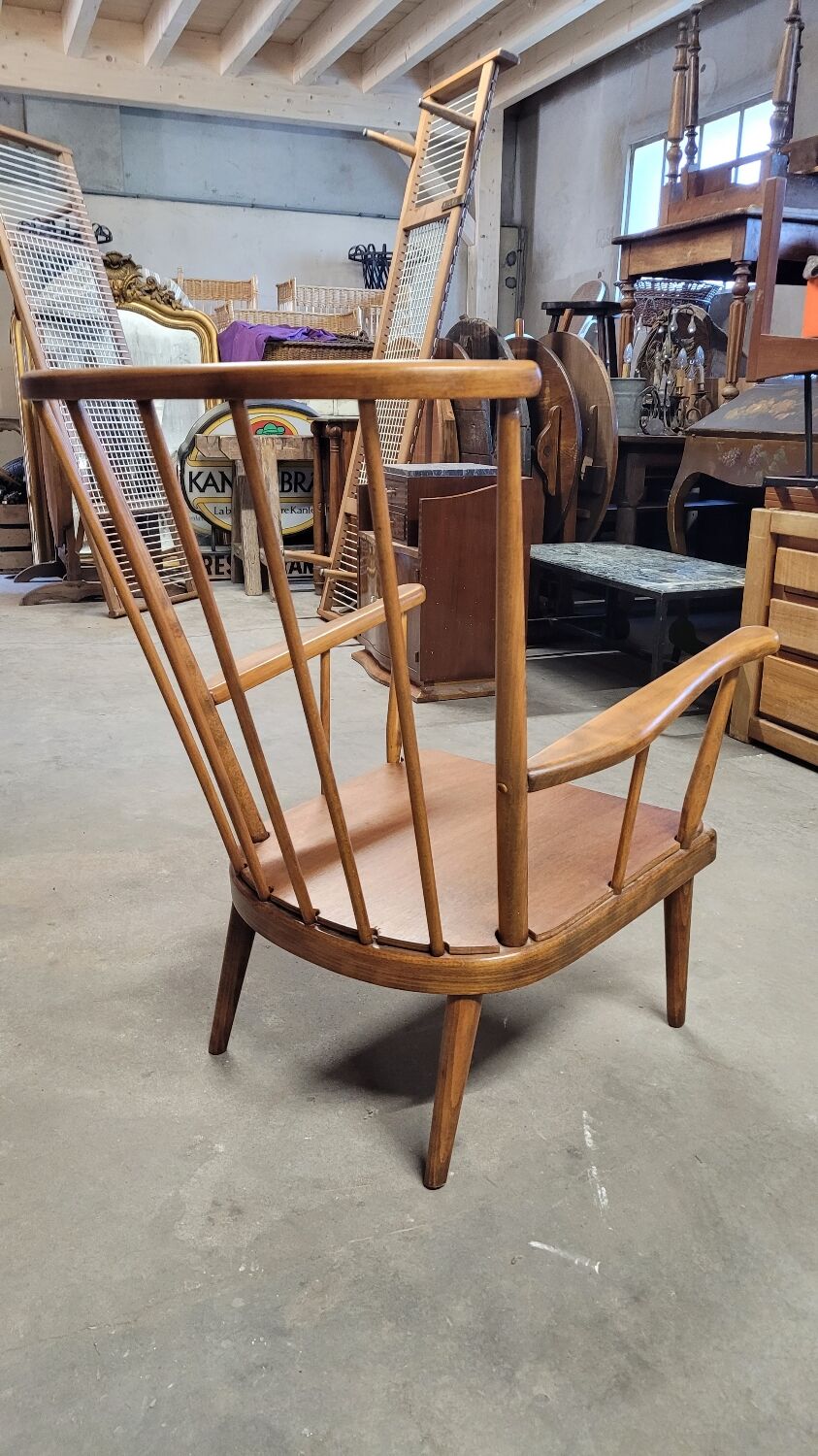 Fauteuil baumann modèle éventail 1950 vintage