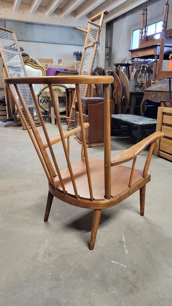 Fauteuil baumann modèle éventail 1950 vintage