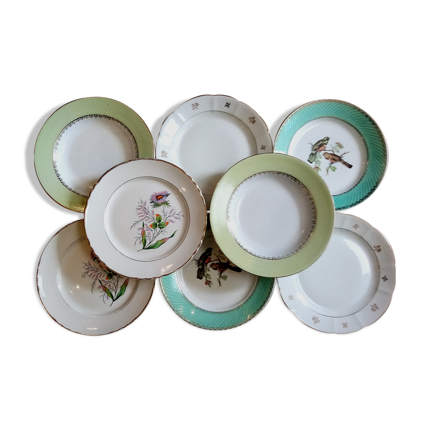 Vintage mismatched plates
