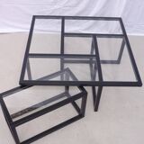 "Sol Lewit" inspired coffee table in wood and glass