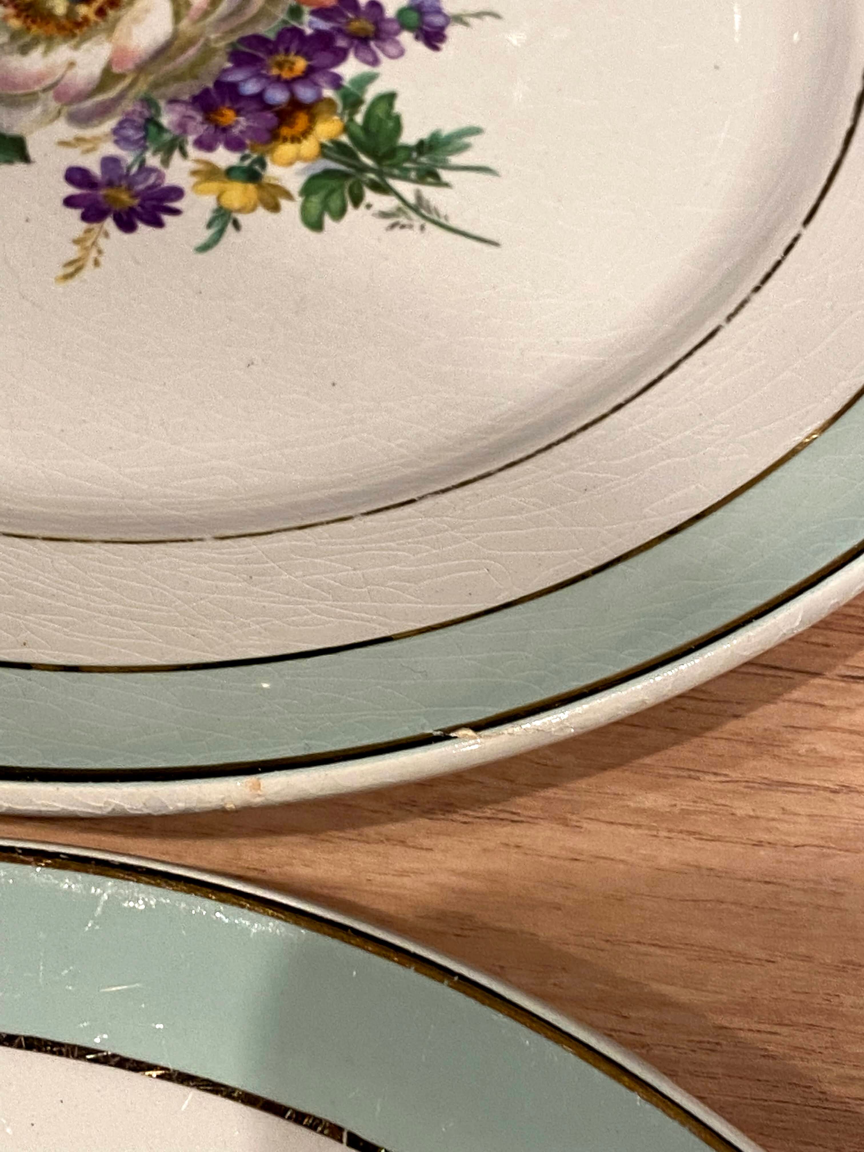 6 flat plates in half-porcelain Badonviller