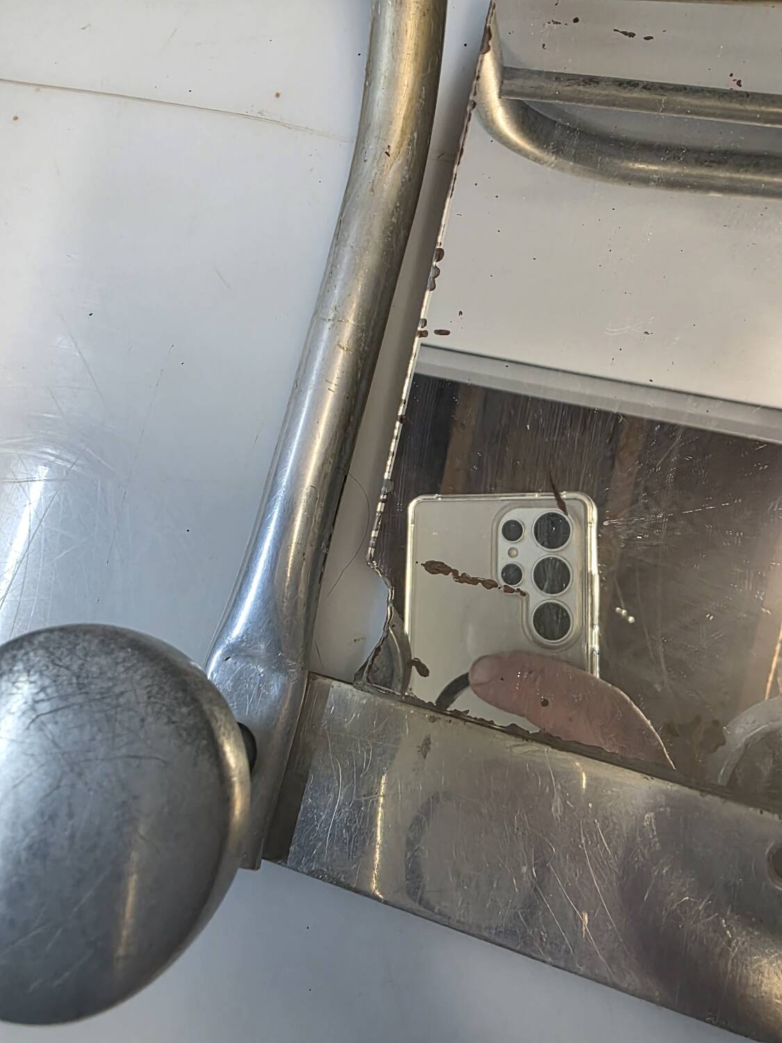 Antique aluminum coat rack with 5 hooks