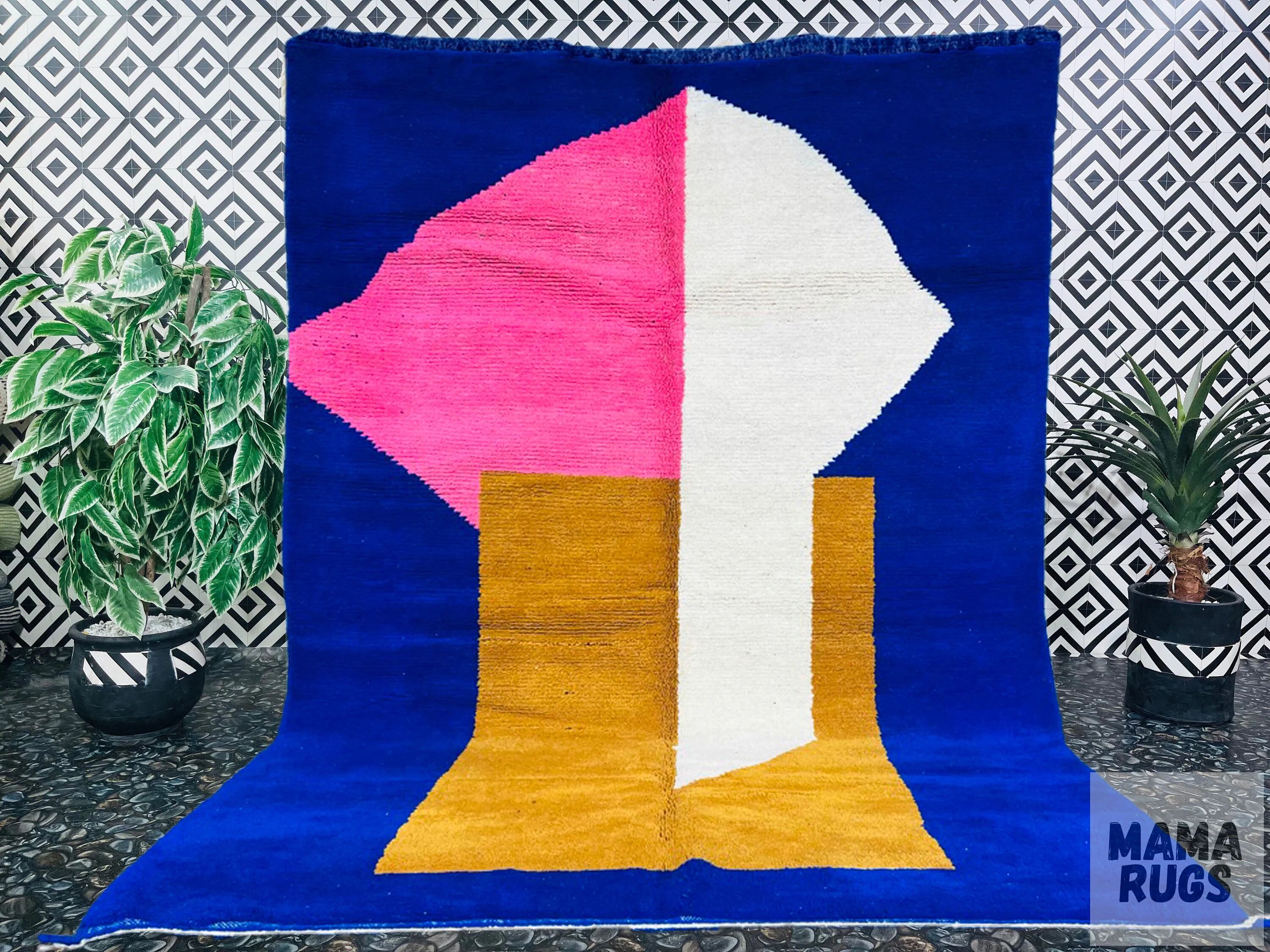 Unique Moroccan rug in natural wool 2.5x1.5 m