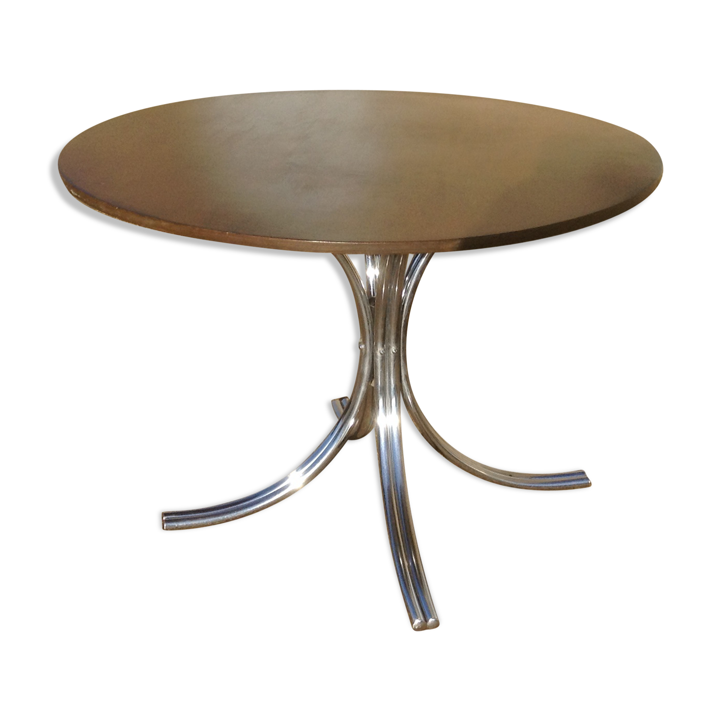 Round table from the 70's chrome and wood