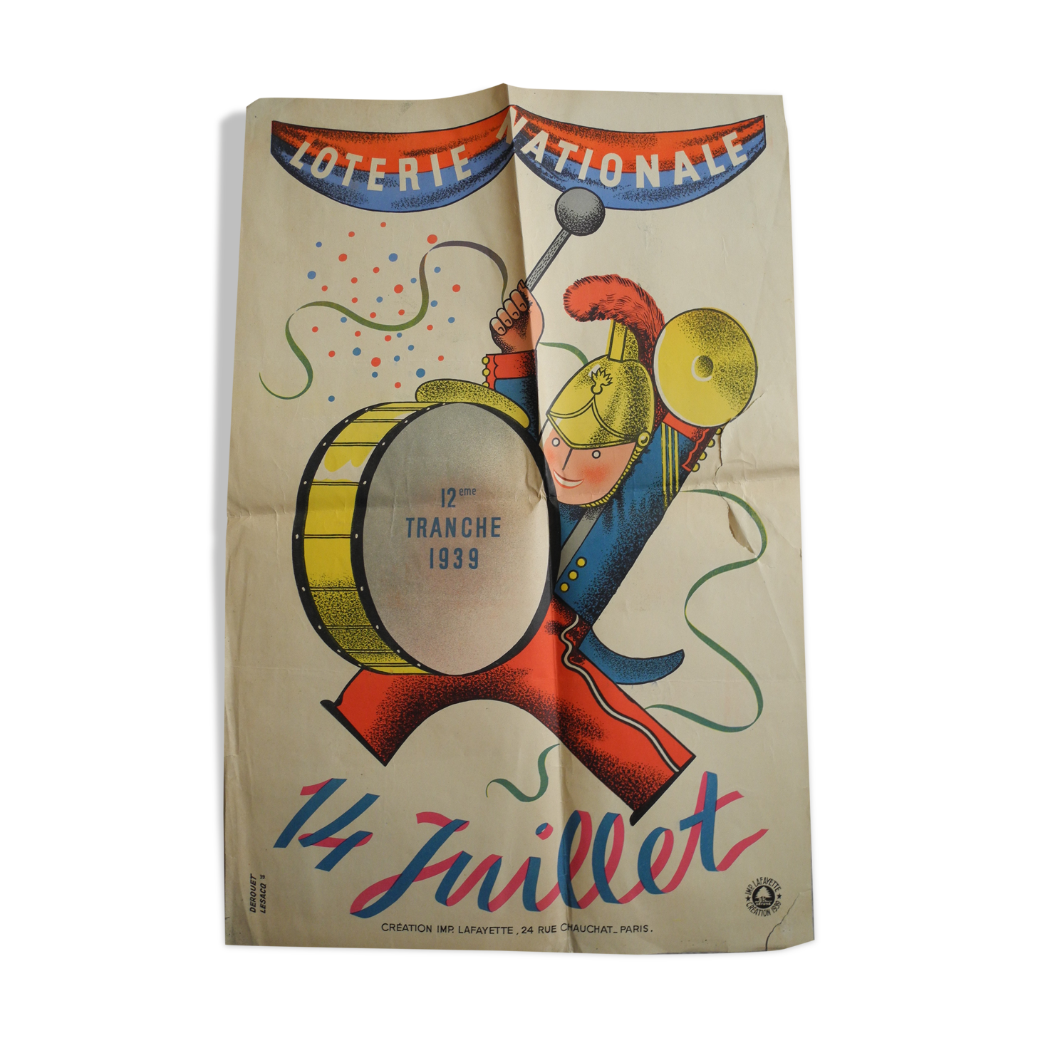 Old lottery poster July 14, 1939