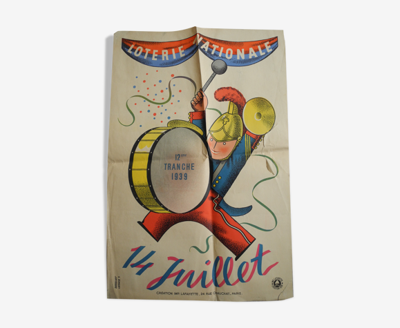Affiche ancienne loterie 14 juillet 1939