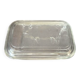 Glass butter dish with cow decoration on the lid vintage