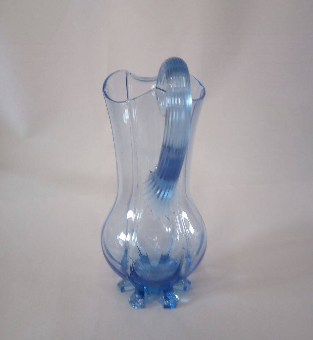 Art Glass Blue Pitcher
