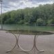 Vintage oval design table in smoked glass and chrome legs