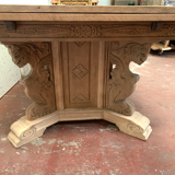 Renaissance style table in solid oak, 20th century