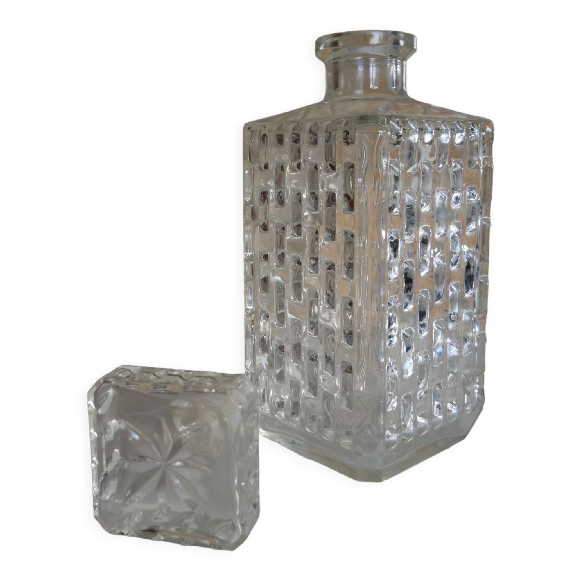 Vintage whisky decanter in chiseled glass