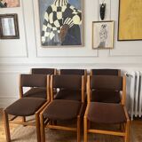 Lot de 6 chaises en orme et tweed Maison Regain