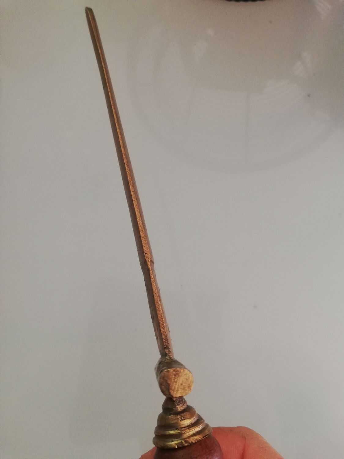 Sword-shaped letter opener paper cutter with turned wooden handle