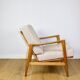 PRL armchair "Stefan" wooden oak vintage beige boucle